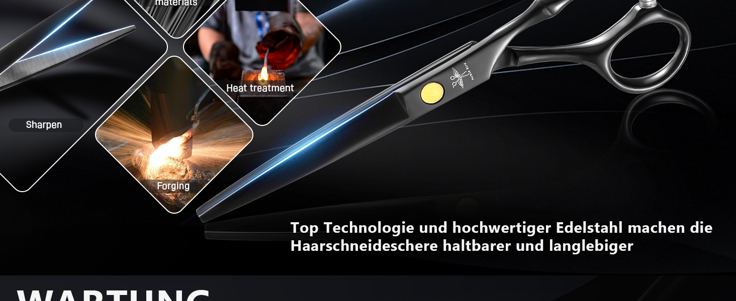 Набір професійних перукарських ножиць PURPLEBIRD (10 шт.) з нержавіючої сталі: перукарські та фінішні ножиці для барберів, перукарів та початківців