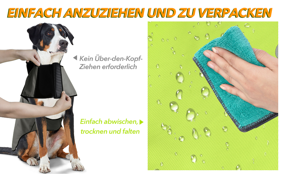Дощовик для собак, розмір S, зелений, водонепроникний, з капюшоном, відбиваючий, Ultraleicht DQGHQME