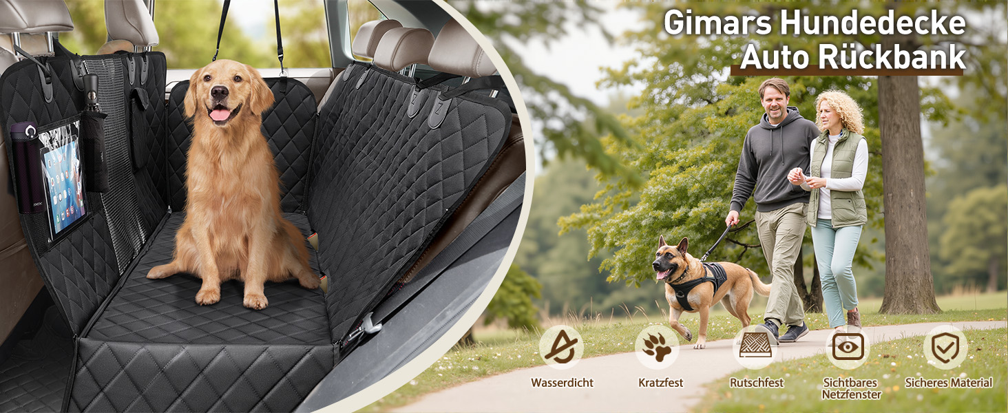 Накидка для собак у машину Gimars, 157x137 см, чорна, водовідштовхувальна, з віконцем