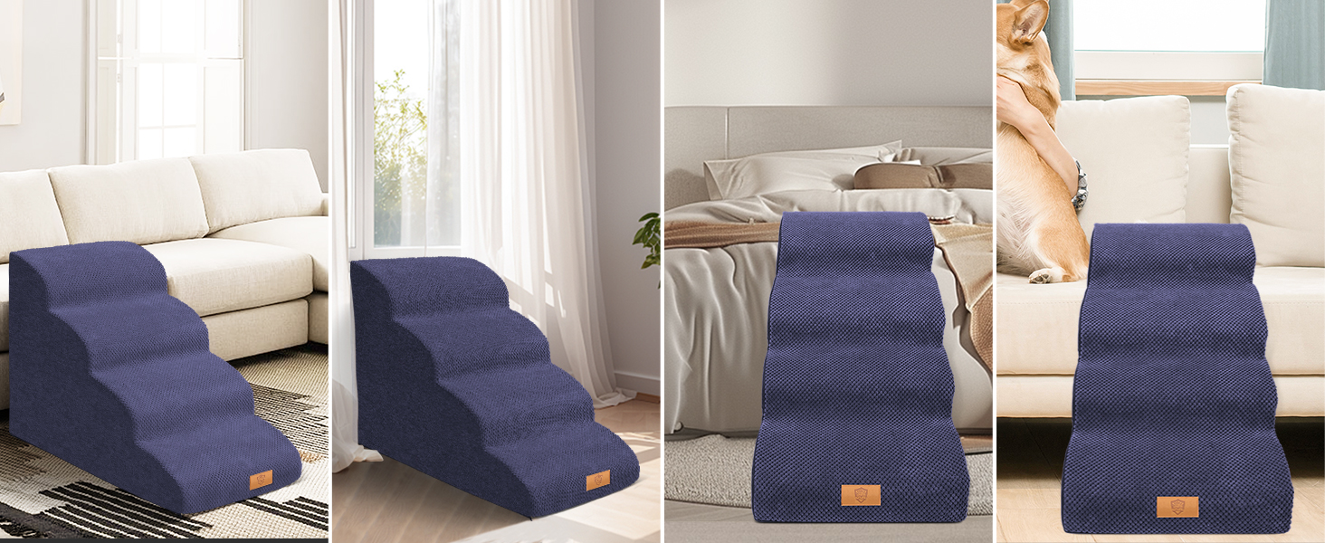 Сходинка для собак Masthome з 4 сходинками, для маленьких собак, з антиковзким покриттям, знімний чохол, для дивану, ліжка