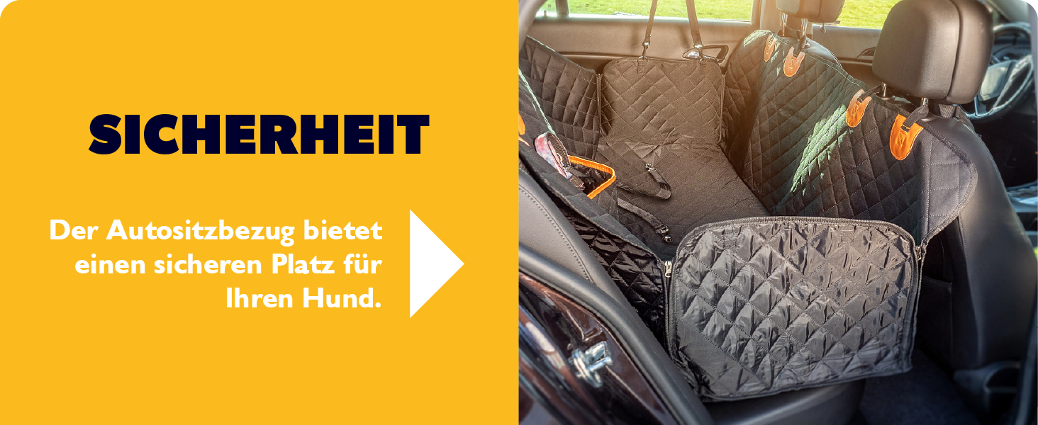 КADAX Накидка на сидіння авто для собак, 135x145 см, чорно-помаранчевий, з кріпленням для безпеки