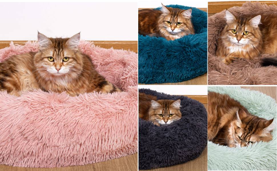 Кругле ліжко для собак Springos з антиковзною основою, 70 см, кремовий колір