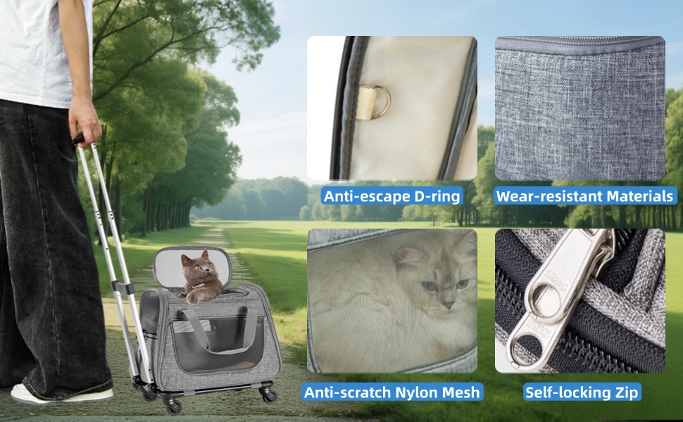 Транспортна сумка для кота на колесах 2 в 1: ідеальна для подорожей, ветеринара, авто, поїздів та літаків