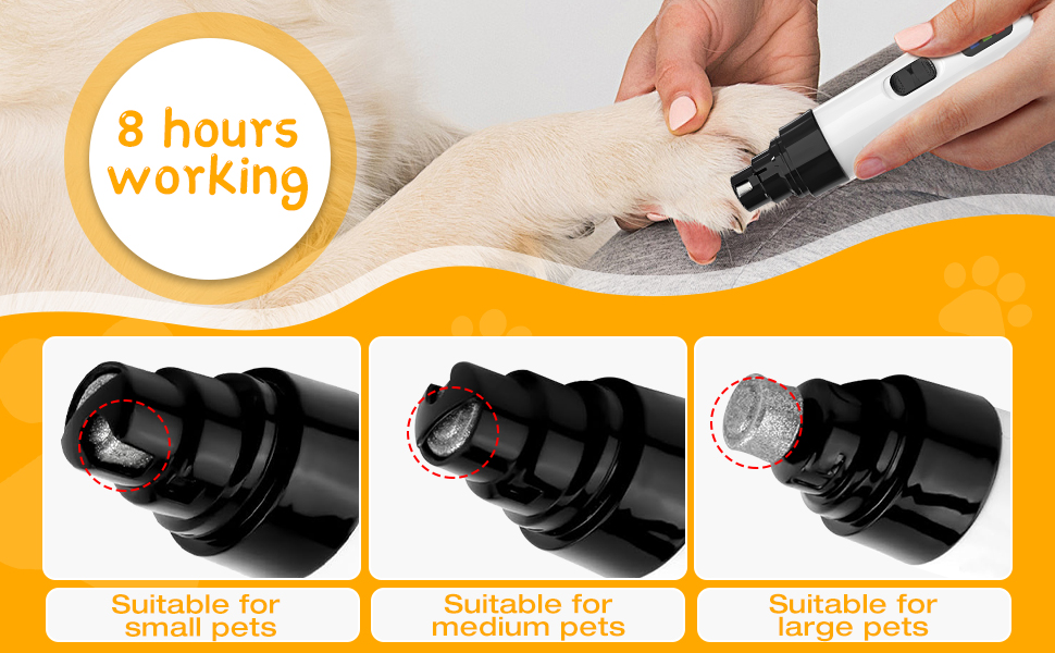 Електричний точило для собачих кігтів Silent Diamond Bit - безпечна електрична пилка для собак з 3 насадками, USB, 2 швидкості