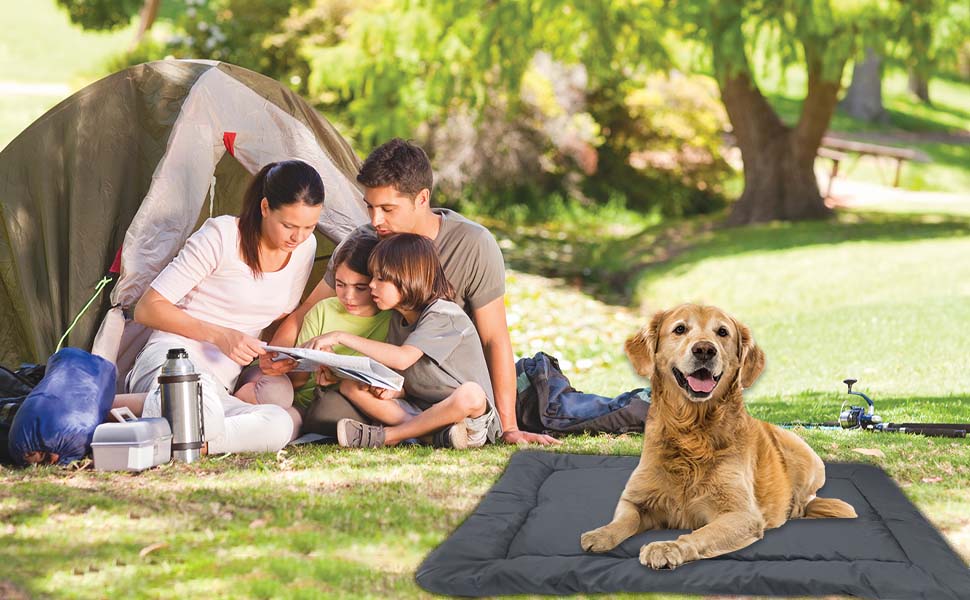 Килимок для собак, лежанка для тварин, портативна матрацна підстилка, водонепроникна, 90х60 см (Сірий). Підходить для маленьких, середніх та великих собак, для подорожей, кемпінгу, машини, переноски, дивана та підлоги.