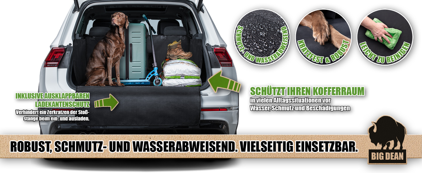 Захисна килимок у багажник BigDean для собак та багажу з захистом бокових стінок та бампера – водонепроникний та брудовідштовхуючий