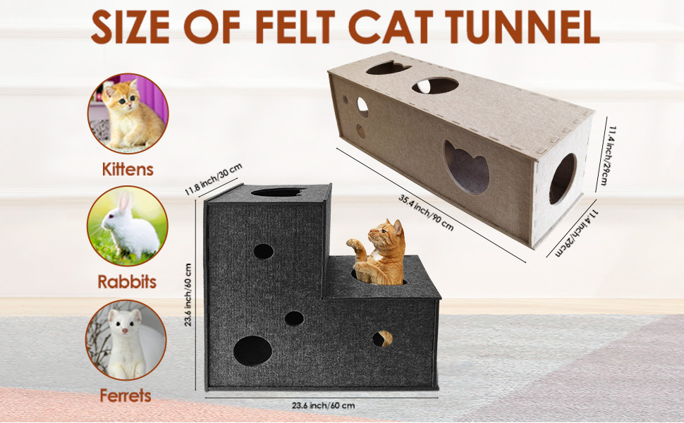 Туннель для котів Homegroove L-подібний, великий, з фільцу, інтерактивний, DIY, сірий