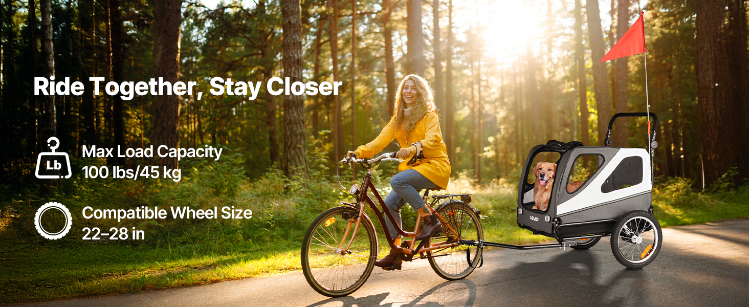 Велосипедний відсік для тварин VEVOR - для маленьких та великих собак, складаний, з колесами