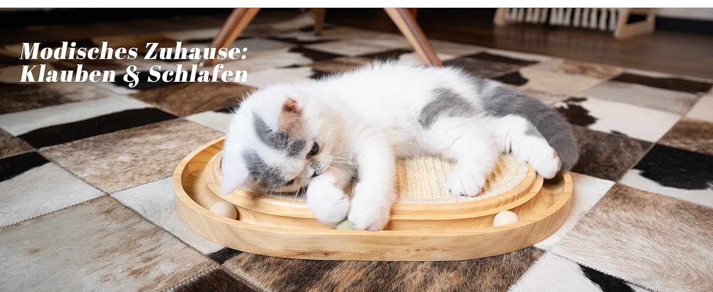 CheerPals Кігтеточка для котів 2-в-1 з натурального сизалю та м'яти, з масивного ясеня, 43x33x3 см