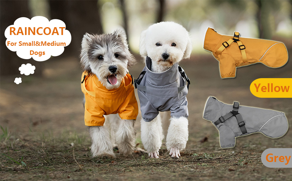 Водонепроникний дощовик для собак з блискавкою, світловідбиваюча куртка для цуценят, дощовик з отвором для шлейки, жовтий, розмір M