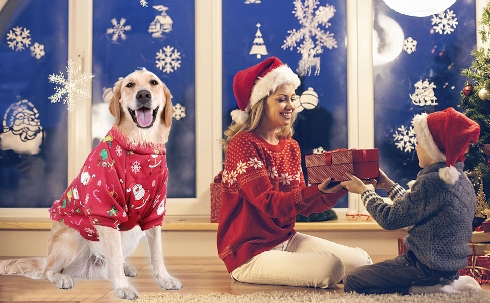 Пуловери для собак на Новий рік, 2 шт., розмір для собак з котиком, тепла зимова одяг для домашніх тварин, Small (Обхват грудей: 50 см, Довжина спини: 40 см)