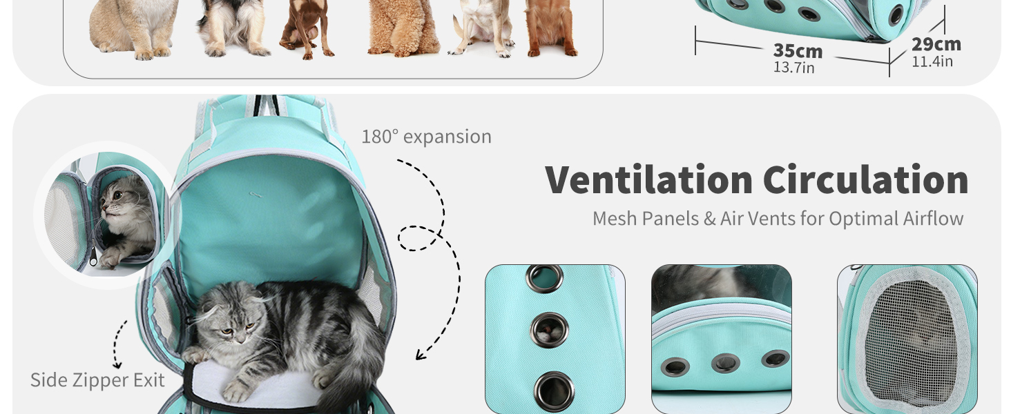 Рюкзак для котів та маленьких собак PETCUTE, рожевий, до 6 кг, знімний килимок, прозоре вікно, для подорожей