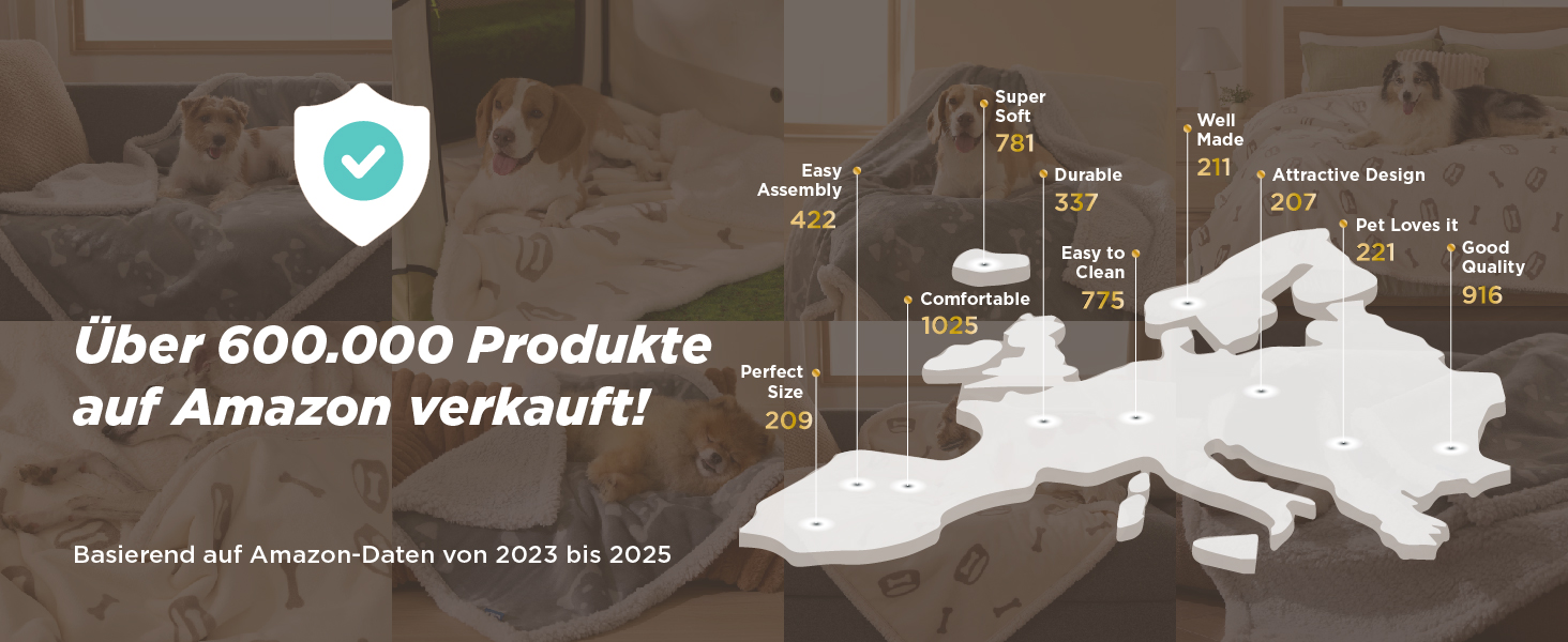 Водонепроникний коврик для собак BEDSURE великих порід - 152x127 см, миючий, з Sherpa Fleece, м'який, сірий XL (127x152)