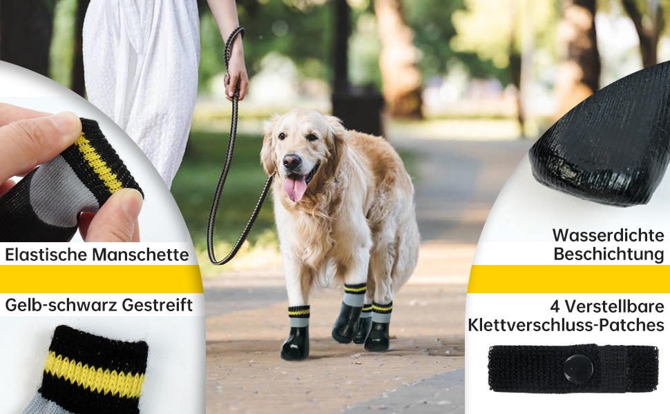 Водонепроникні шкарпетки для собак - захист лап Outdoor, 4 шт., антиковзні, для Лабрадора, Хаскі (6#, чорний)