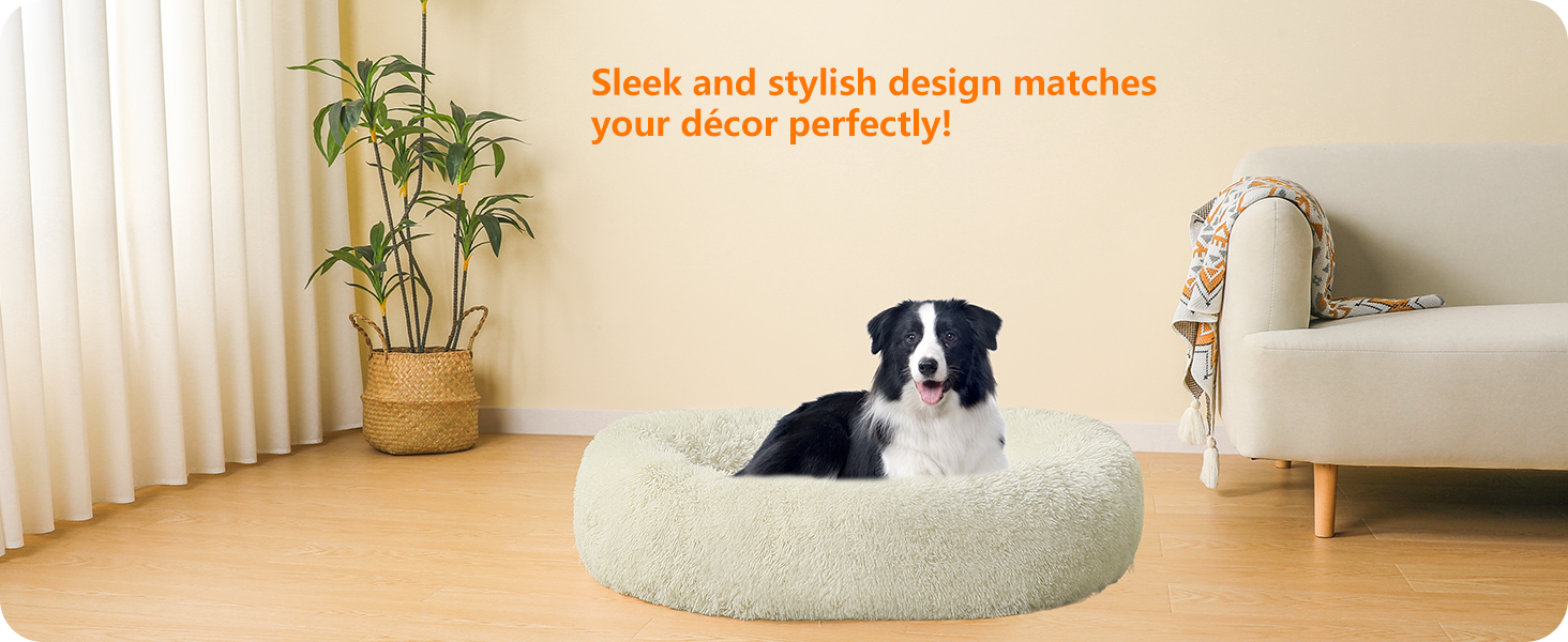 Ортопедичне ліжко для собак, кругле, м'яке, для котів та собак, 70 см Ø, (90 x 90 x 20 см), бежеве