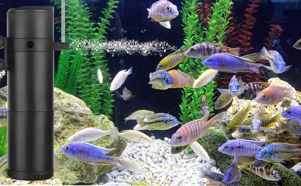 ITIY Внутрішній фільтр для акваріума 300-500л, регульований, 25W, 2000л/год, з подвійним виходом води та аерацією