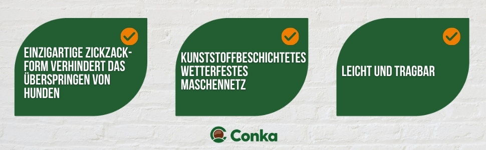Захисний загін для собак Conka Pets – сітчастий дріт, 1 м заввишки, надійний, для середніх та великих собак. Легкий, складаний, мобільний – закриває проміжки до 1,5 м