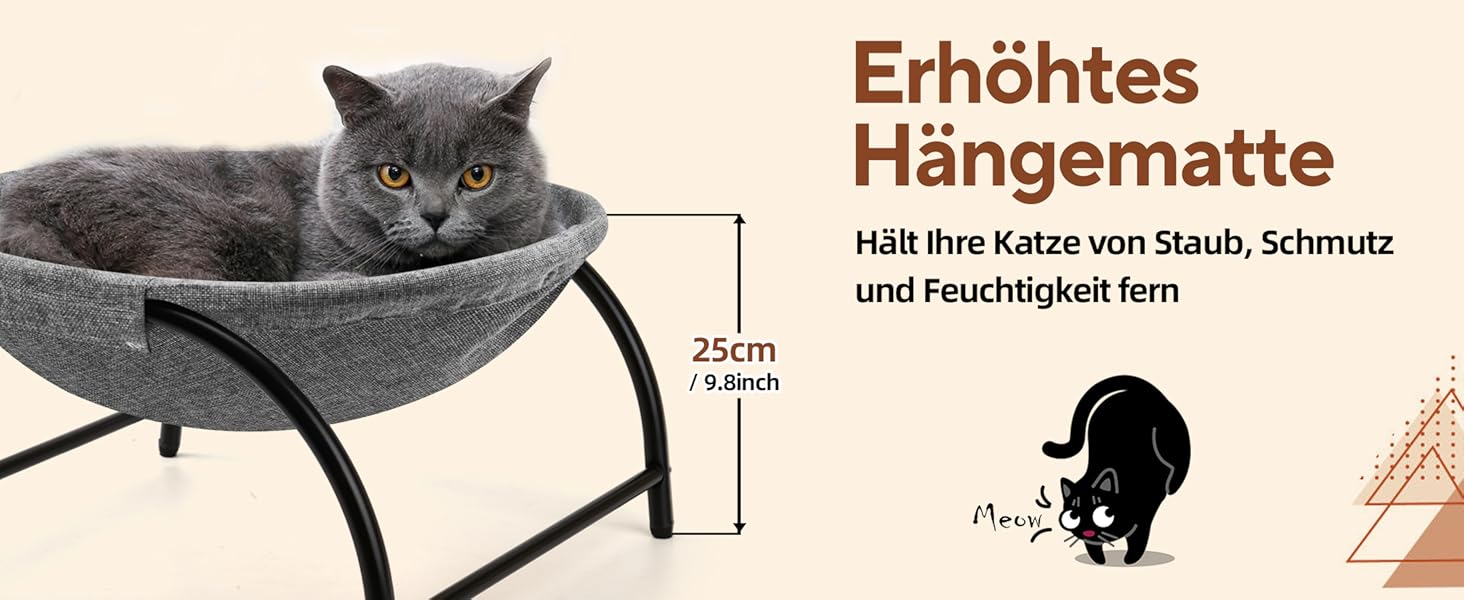 Гамак для котів LIFLIX Outdoor, піднятий лежак знімний, пральний плюш, стоячий гамак для котів для внутрішнього/зовнішнього використання (Сірий)