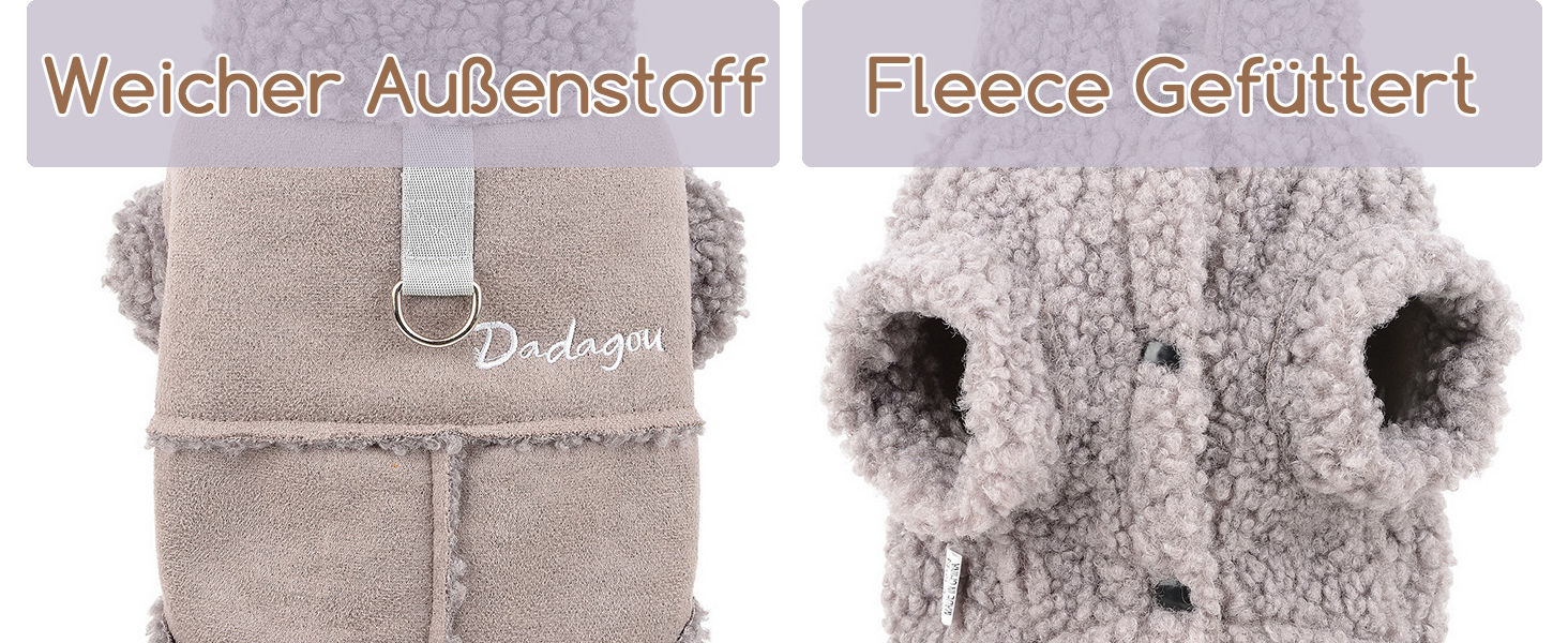 Зуена Теплий зимовий одяг для собак, флісова куртка для маленьких собак, теплий одяг для цуценят, м'який жилет для домашніх тварин з кільцем D, вітронепроникний одяг для холодної погоди для Чихуахуа, Йорка, сірий, XL