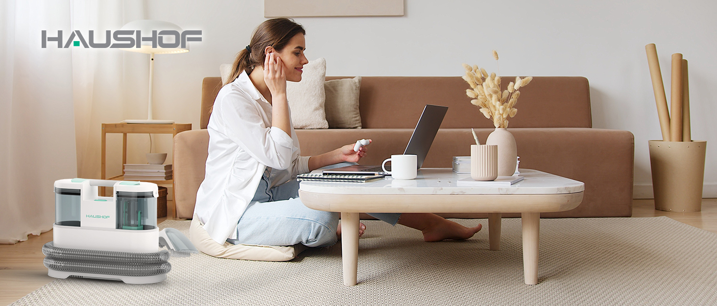 миюча пилосос з паровою функцією HAUSHOF StainZapper Vapo, для килимів, диванів, авто, з підігрівом води та високою температурою пари, з миючим засобом