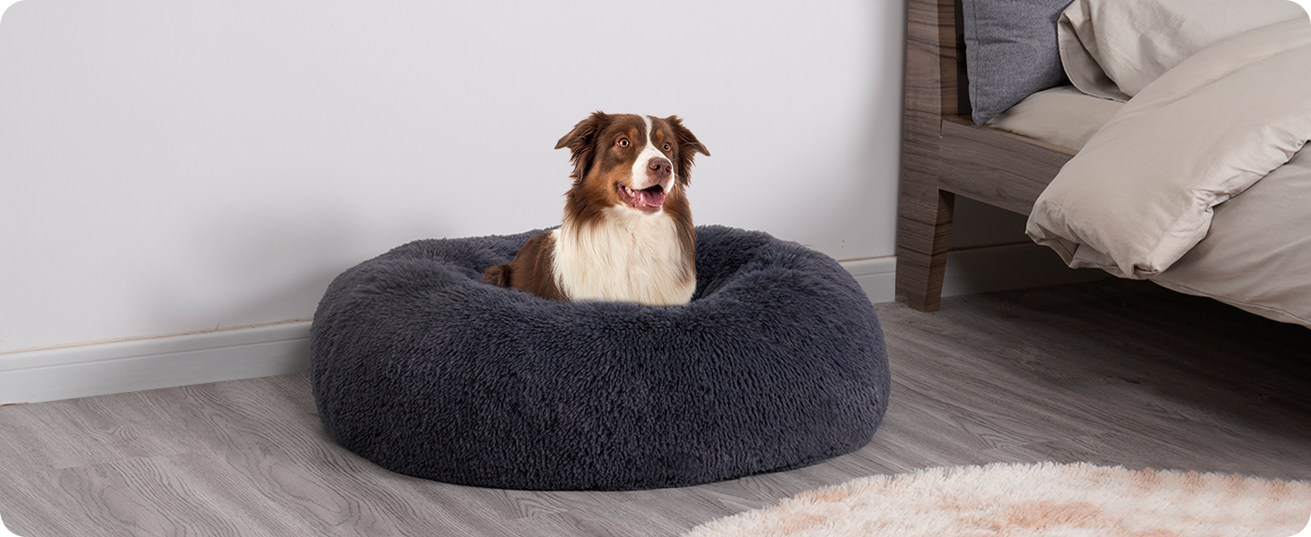 Ортопедичне ліжко для собак, кругле, м'яке, для котів та собак, ліжко-софа, кошик, 80 см, темно-сірий, 80x80x20 см