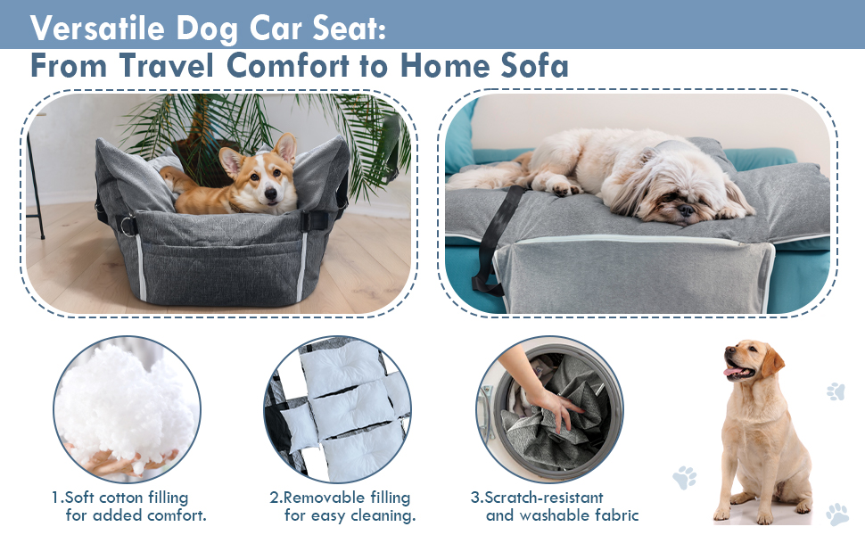 Автокрісло для собак - Автомобільне крісло для маленьких та середніх собак до 18 кг з ременем безпеки та кишенями для зберігання, антиковзаюча підставка (Смужка в морському стилі) (Сірий, 76.2 x 52 см)