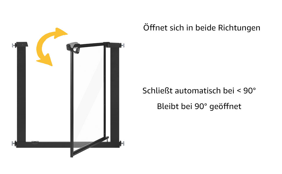 Ворота для собак Unipaws: прозорі, без свердління, 74-109 см, для дверних прорізів та сходів, білий (чорний)