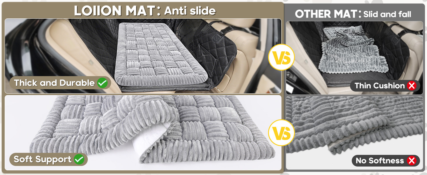 Килимок для собак у машину Loiion, захист заднього сидіння, антиковзаючий, легко миється, 127x62.5 см, сірий