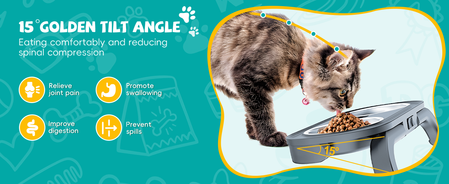 Підвищені миски для котів та собак Carehabi: набір мисок для їжі та води з антиковзкими ніжками