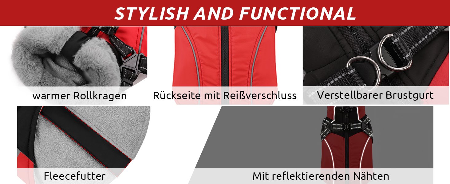 Зимовий теплий одяг для собак Konvinit: куртка з флісу з кріпленням для повідка, світловідбиваюча, для середніх собак, розмір M (53 см обхват грудей), колір зелений
