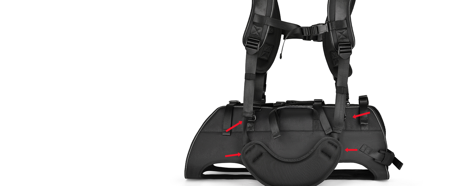 Сумка-переноска та повідок для собак, Wakytu, для маленьких собак (4-8 кг), чорний, регульовані ремені