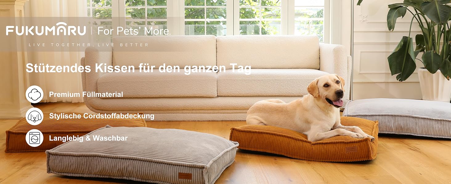 Ортопедичне ліжко для собак FUKUMARU - 91x64x14 см, знімний вологостійкий чохол, м'який килимок для собак, матрац для собак, ковзаюча поверхня, сірий колір.