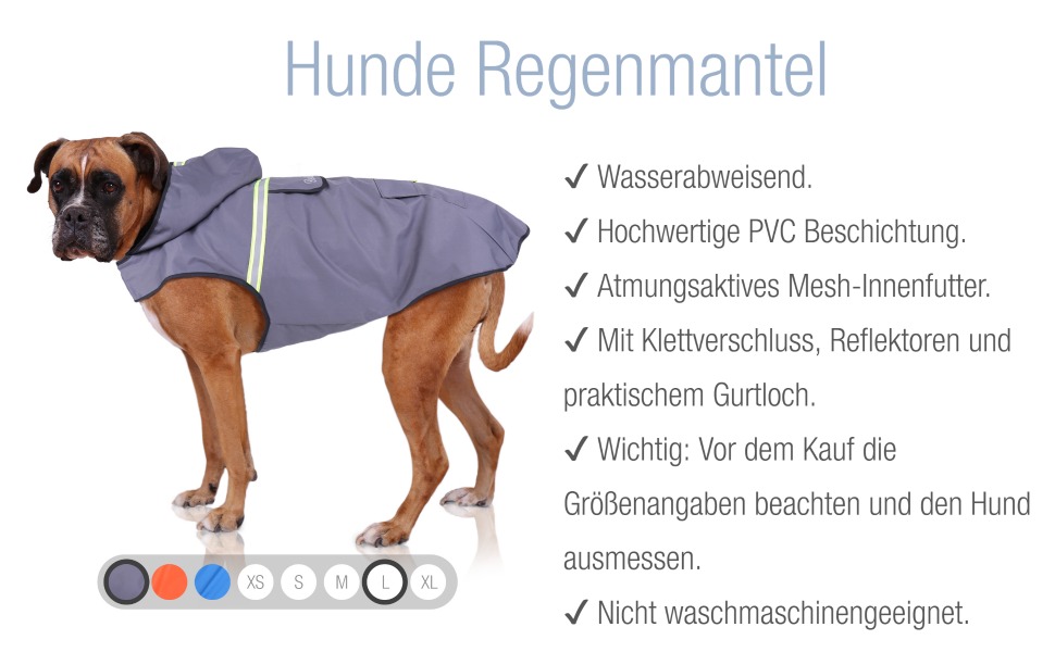 Дощовик для собак Bella & Balu - водонепроникний дощовик з капюшоном та світловідбивачами (M, помаранчевий), підгузки для собак XL (блакитний)