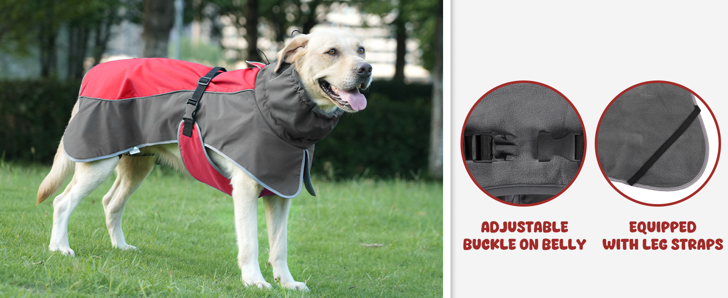 Водонепроникна куртка для собак, світловідбиваюча, вітрозахисна, тепла зимова куртка з м'яким флісовим підкладкою для собак маленьких та великих порід, для активного відпочинку, кемпінгу та походів у холодну погоду, червона (розмір S, спина 45 см)