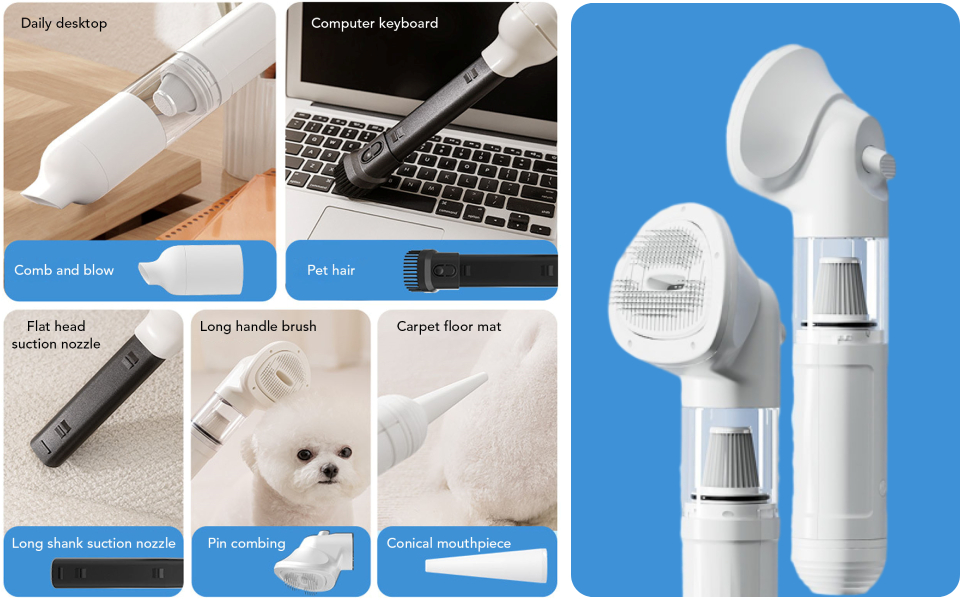 Набір для догляду за собакою з пилососом, видалення шерсті собак та котів, 4200Pa, 3 насадки, низький шум