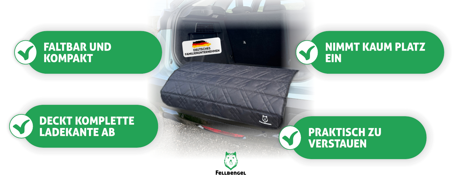 Захист краю багажника для автомобіля: міцний кріплення на липучці + гачки, захист для собак, килимок у багажник, захист краю багажника, ідеальна посадка, міцний матеріал, чорний колір