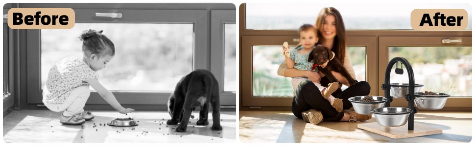 Підвищений годівниця для котів JUJOYBD з 4 нержавіючими мисками, регульована висота, станція годування, миски для їжі та води для котів та маленьких собак