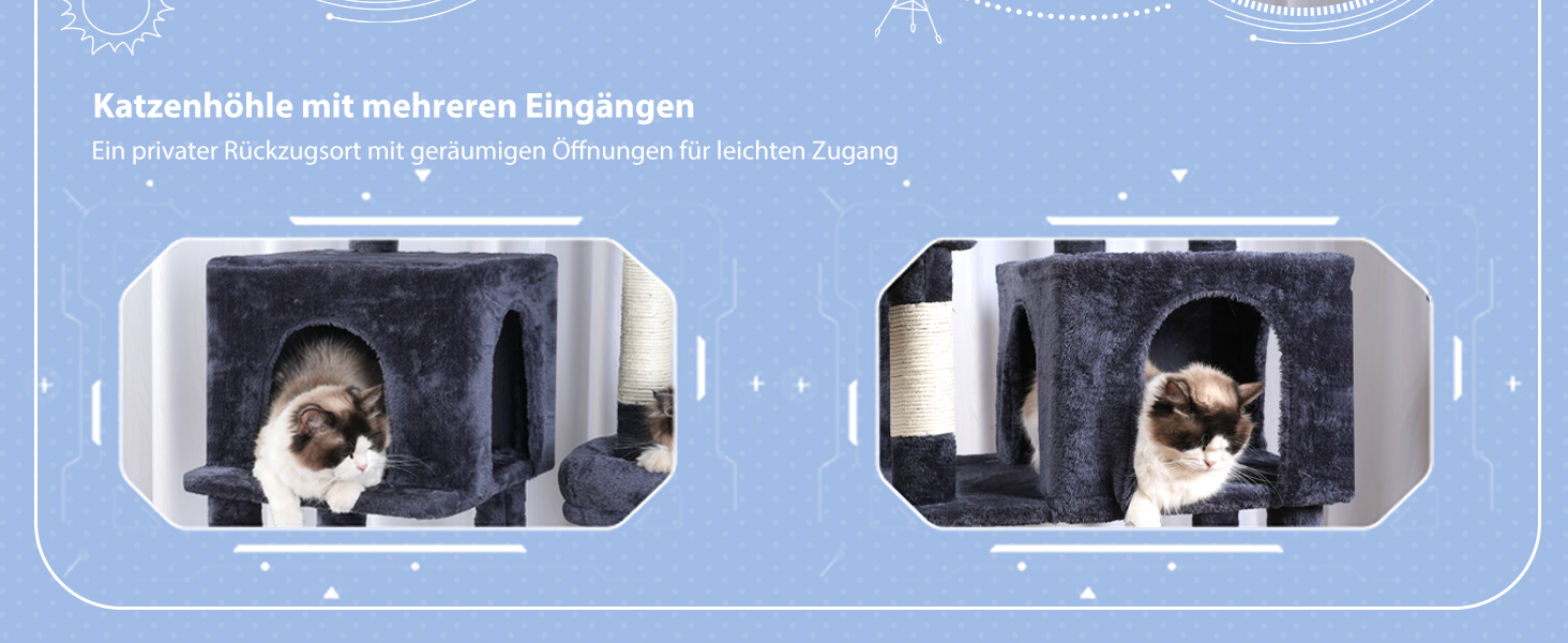 Котячий будиночок Hey-brother XXL для великих котів, 180 см, стабільний, сірий (EMPJ038MU)