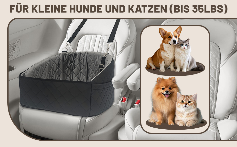 Автомобільний лежак для собак та котів, з кишенями для зберігання, з ременями безпеки, чорний та сірий