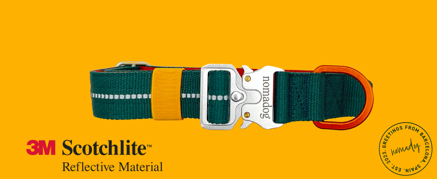 Нашийник для собак Nomadog Trailblazer з ручкою для великих собак - преміум алюмінієва застібка, міцний тактичний нашийник, регульований, з підкладкою, світловідбиваючий (L)