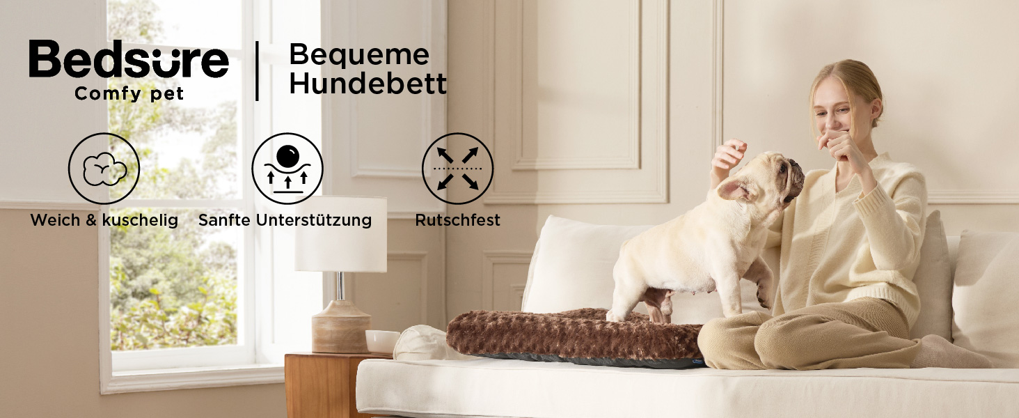 Крісло-лежанка для собак середніх порід BEDSURE - 71x50x7 см, сіре, миюче, з антиковзаючою основою