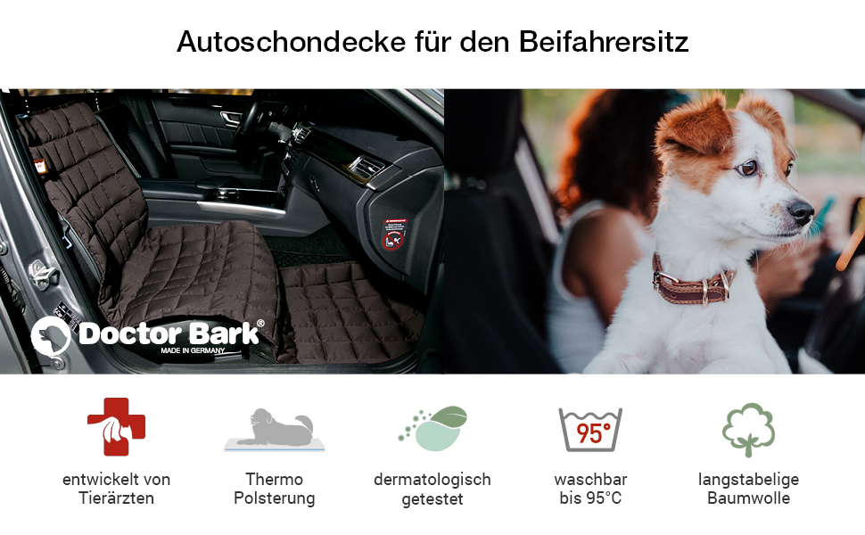 Автокрісло Doctor Bark для пасажирського сидіння - захисна накидка преміум-якості, підходить для всіх авто/SUV (Коричневий)