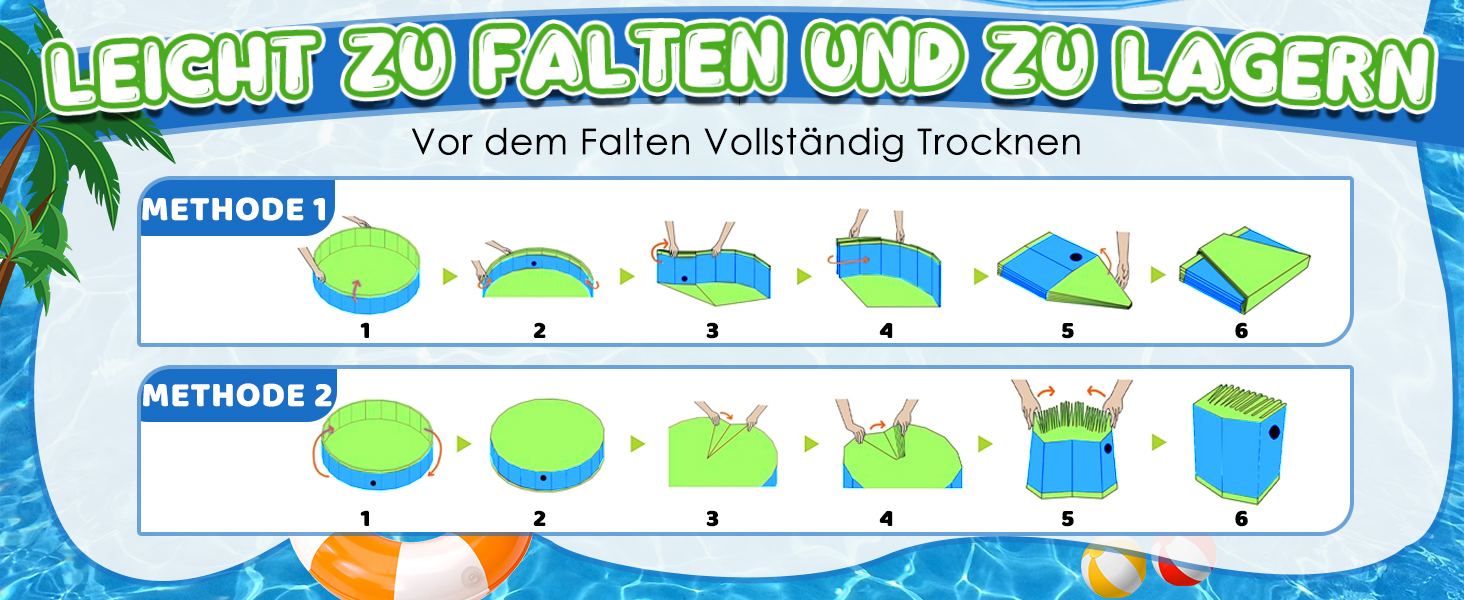 Басейн для собак KHOLEZ 120 x 30 см - складаний, портативний, з килимком та зливом