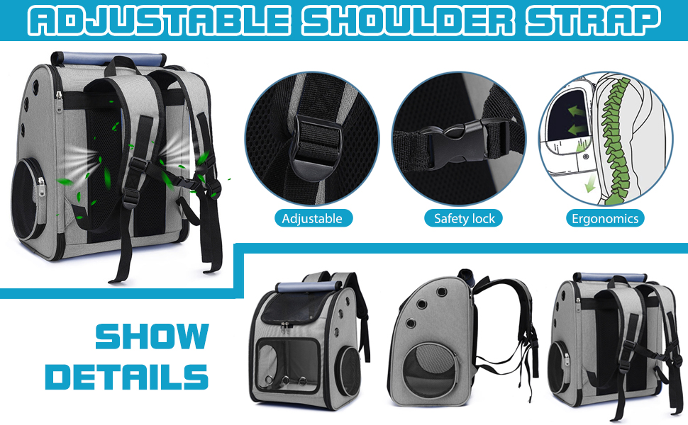 Рюкзак для собак та котів PETCUTE: дихаючий, знімний килимок, складаний, регульований. Підходить для маленьких собак та котів. Колір: хакі