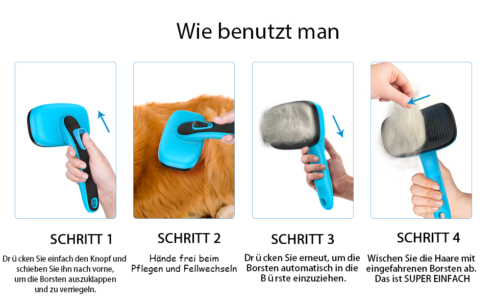 Набір для догляду за собаками (5 шт.) – щітка для вичісування линяючої шерсті (коротко- та довгошерсті). Синій колір.