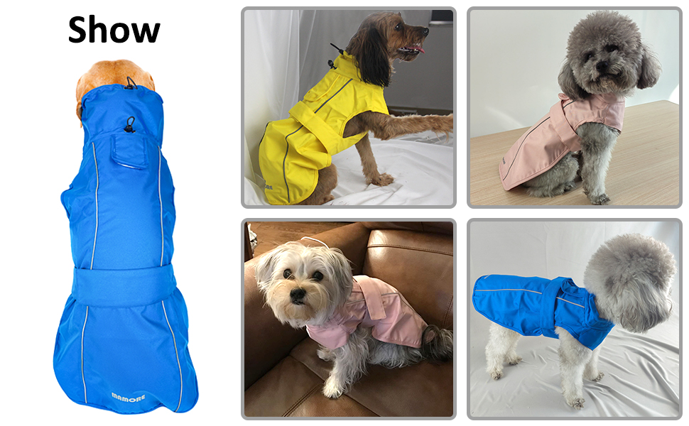 Регульований водонепроникний дощовик для собак, легка дощова куртка для тварин, одяг для цуценят з відбиваючими смугами для маленьких, середніх та великих собак (Хакі, M)