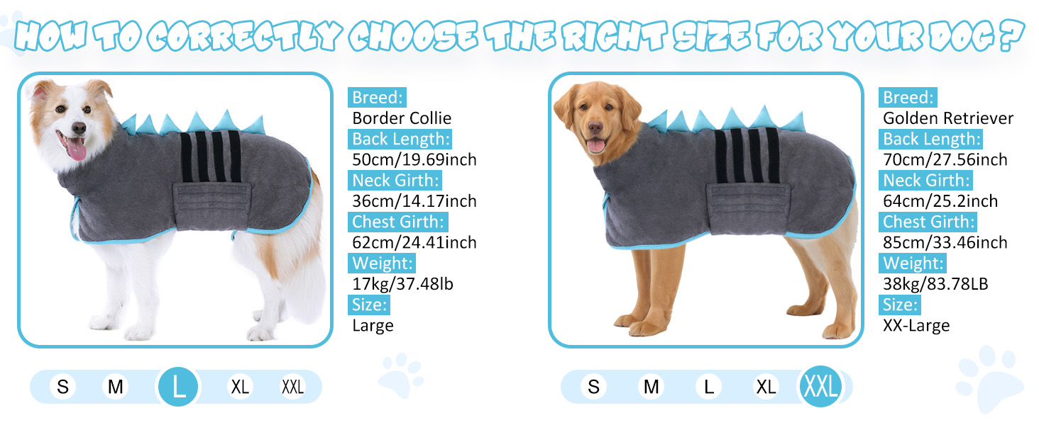 Рушник для собак з мікрофібри, швидковисихаючий, регульований, надзвичайно поглинаючий для середніх та великих собак, легко одягається (Сіро-зелений, Сіро-блакитний, S)