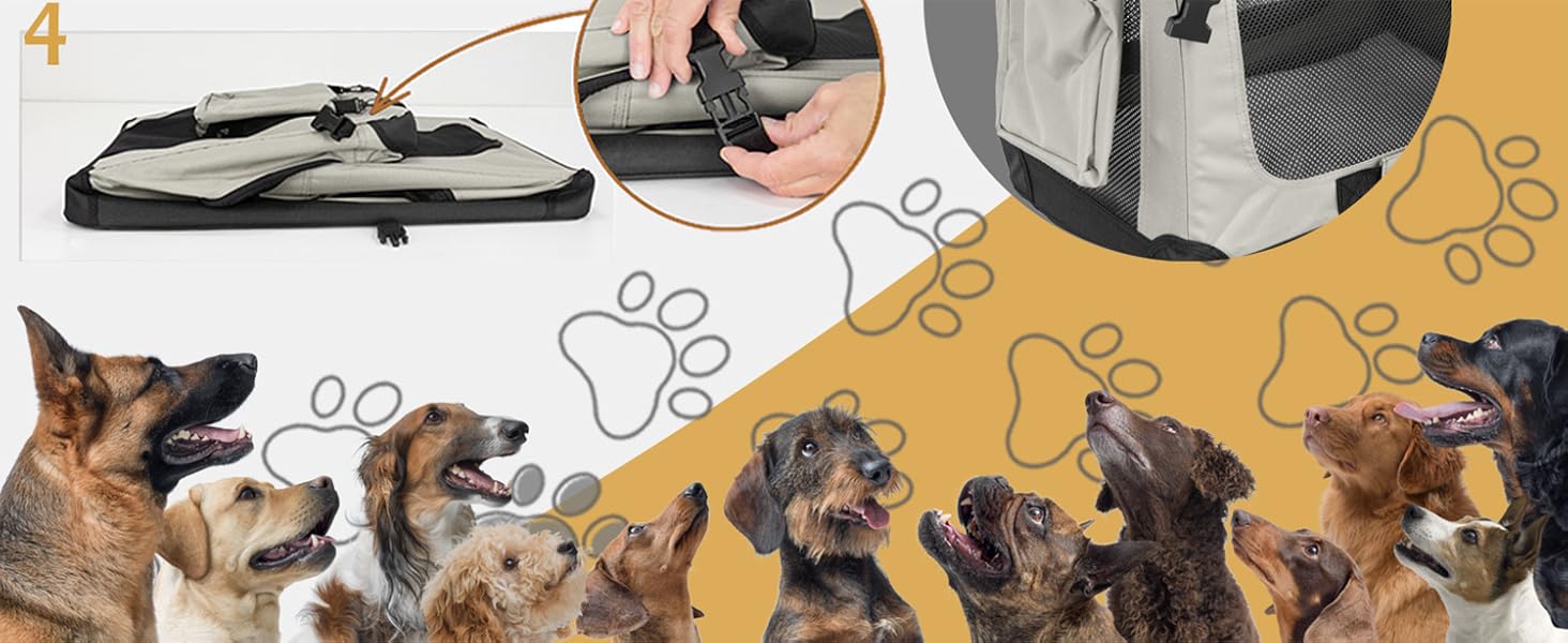 Складана переносна сумка-бокс для собак та котів Petigi (кремовий, M, 60x42x45 см)