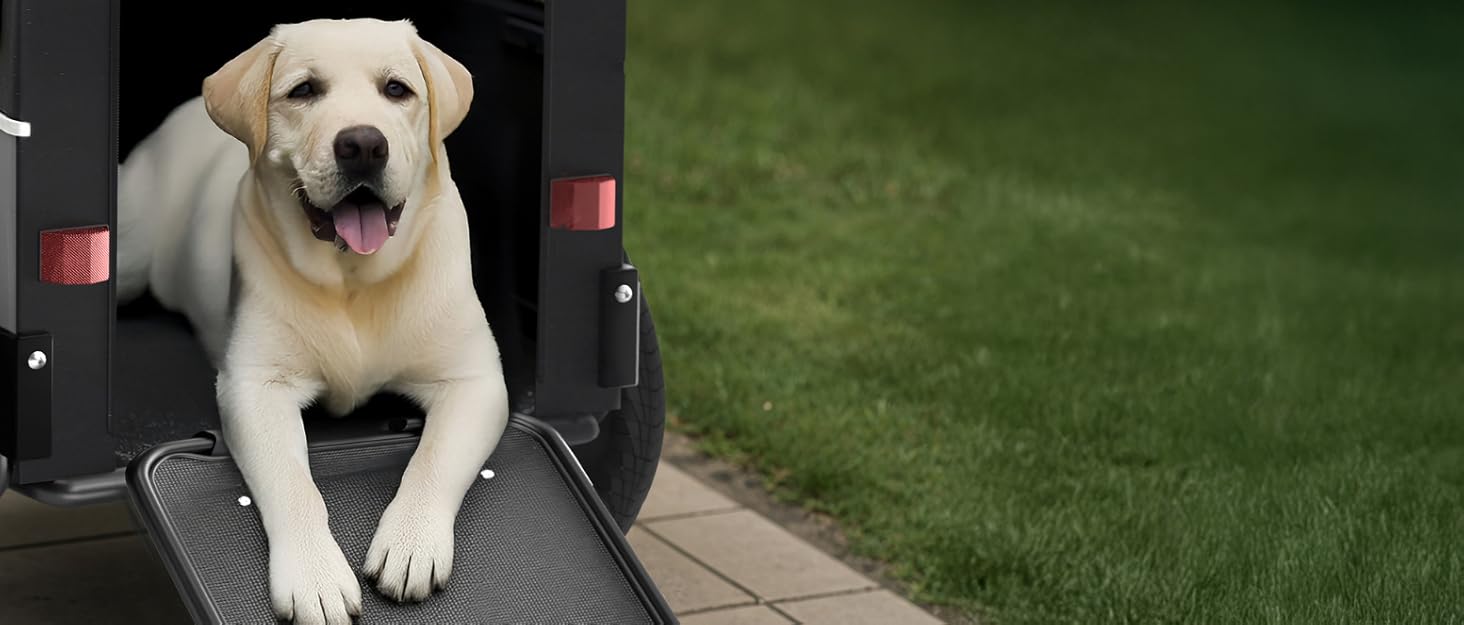 Легкий велосипедний візок для собак 2-в-1 – для собак вагою до 30 кг, складаний, з кулером, прапорцем безпеки та м'яким килимком, сумісний з електровелосипедами