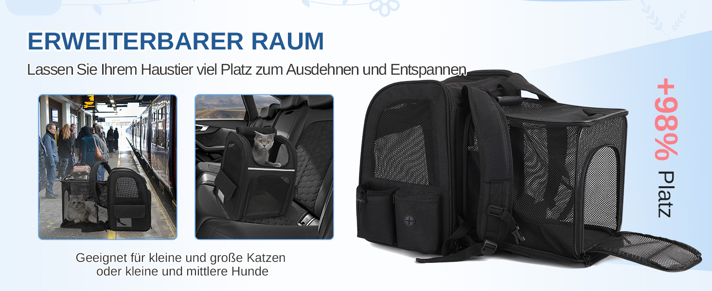 Рюкзак для кота та собаки Dogat: зручний, дихаючий, розкладний, з сіткою, чорний